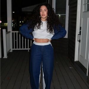 Combination denim and sweatshirt set